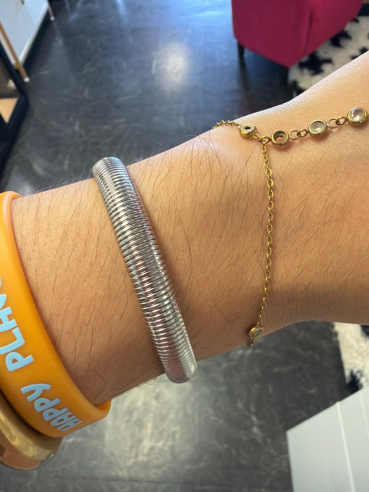 Silver Stainless Steel Stretchy Bracelet