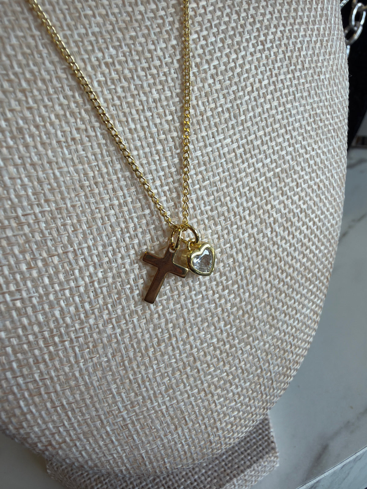 Dainty Cross & Heart Necklace