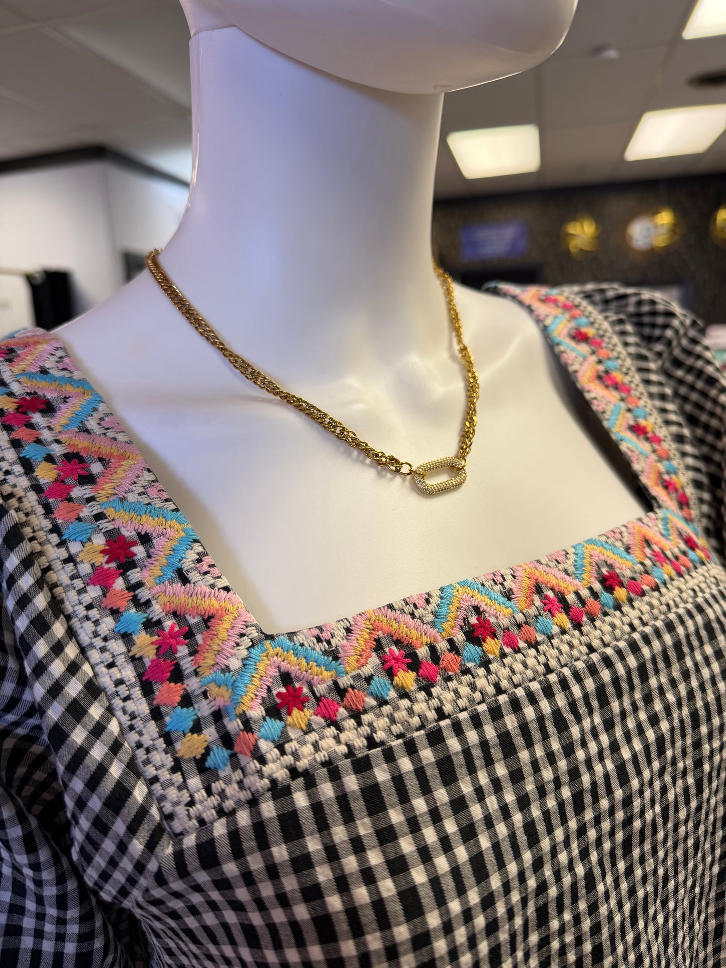 Short Sleeve Square Neck Embroidered Blouse