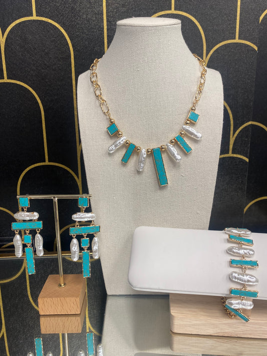 Pearl And Turquoise (Faux) Set