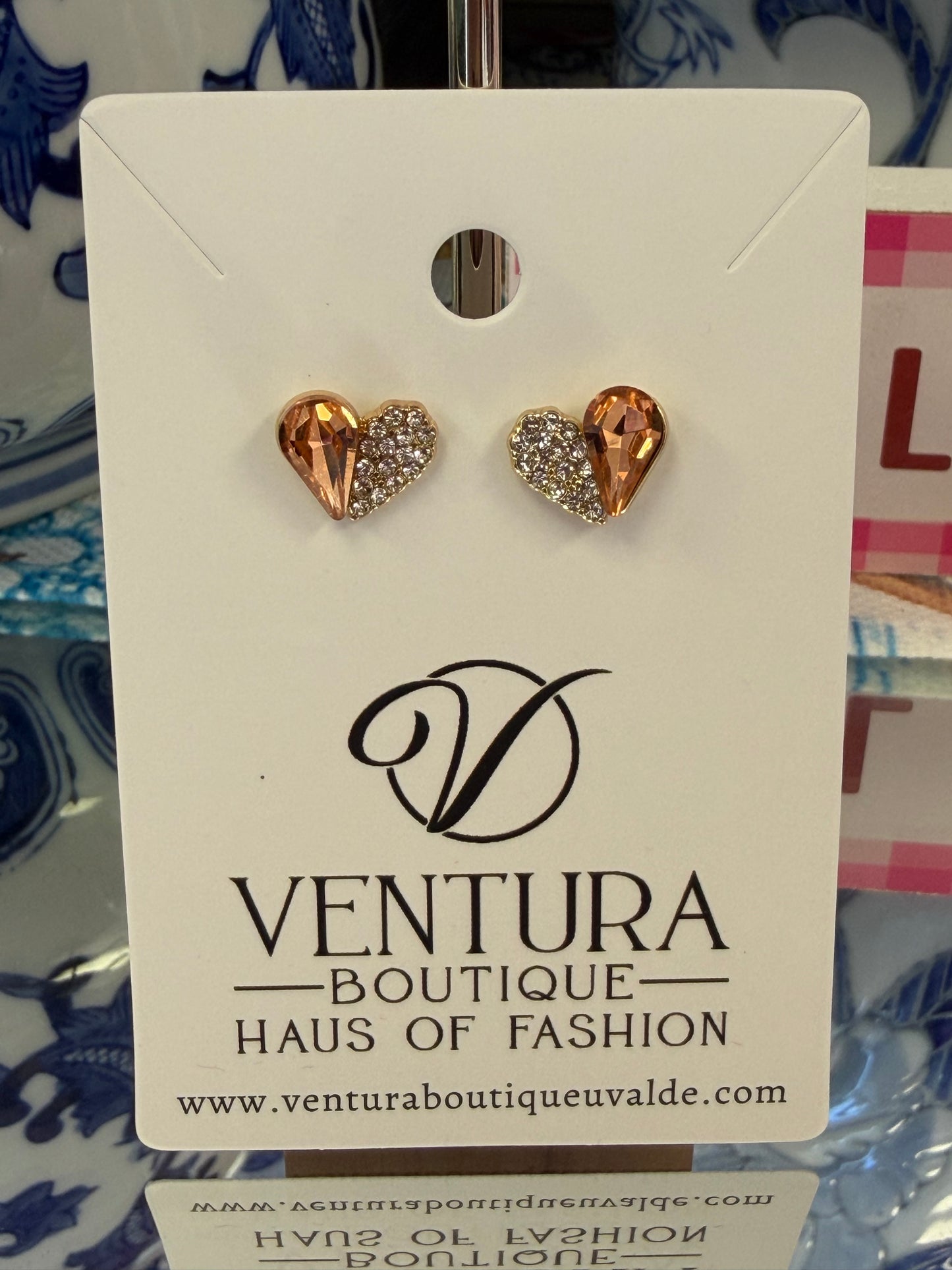 Dazzle Heart Stud Earrings