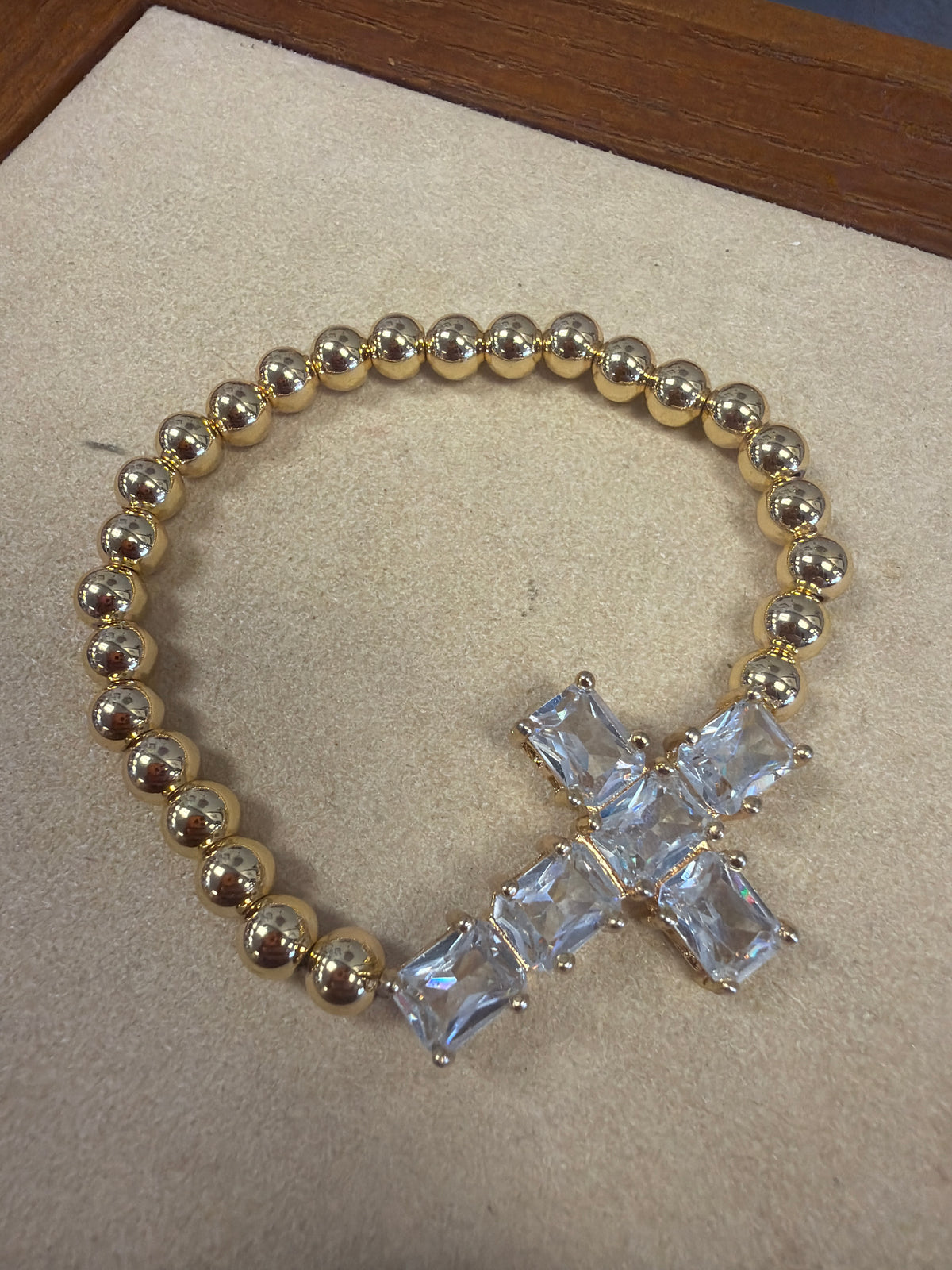 Beaded Crystal Cross Bracelet