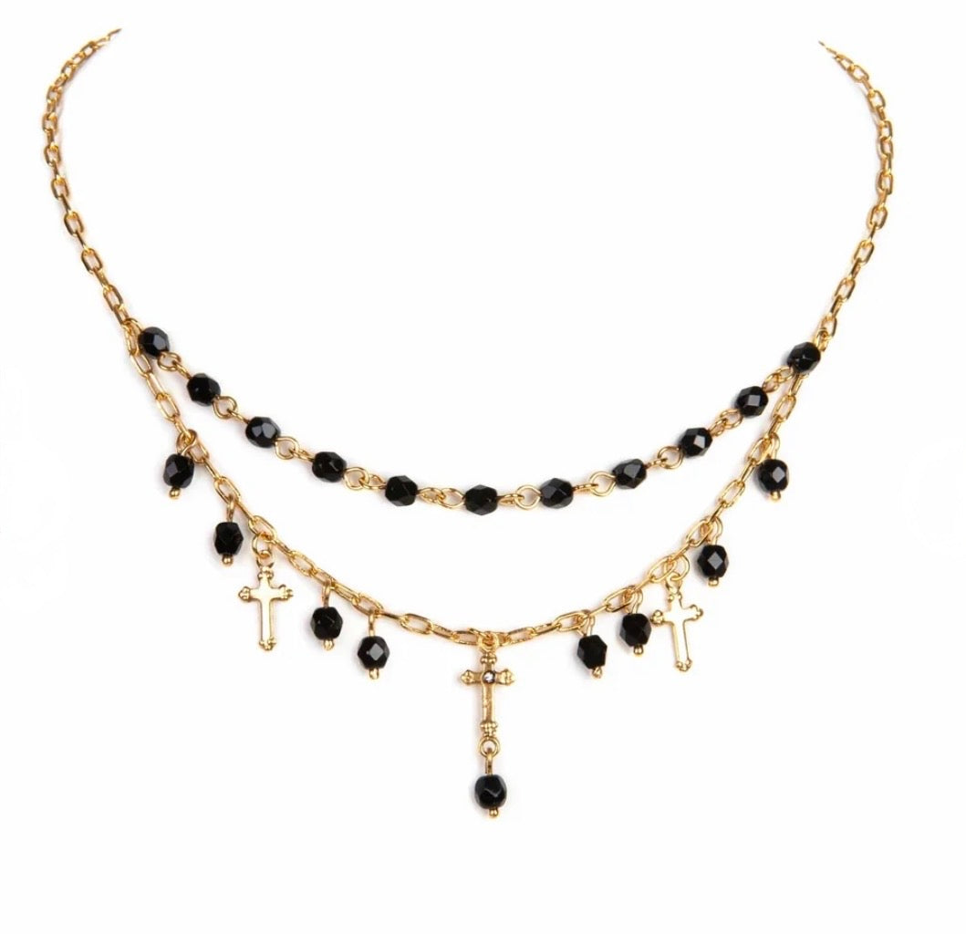 Esme Necklace Jet - Gold