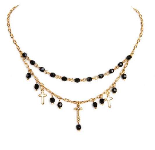 Esme Necklace Jet - Gold