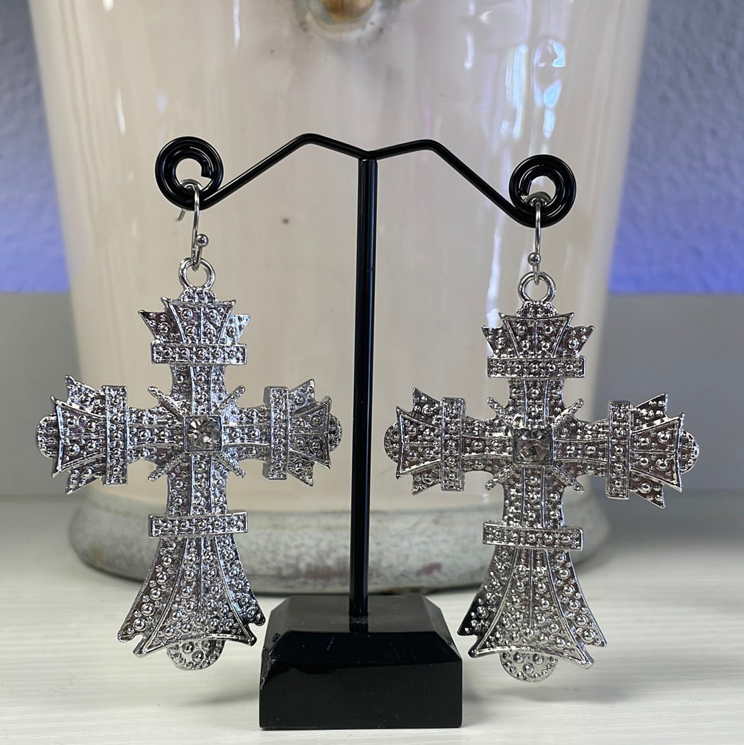 Silver Cross Earring