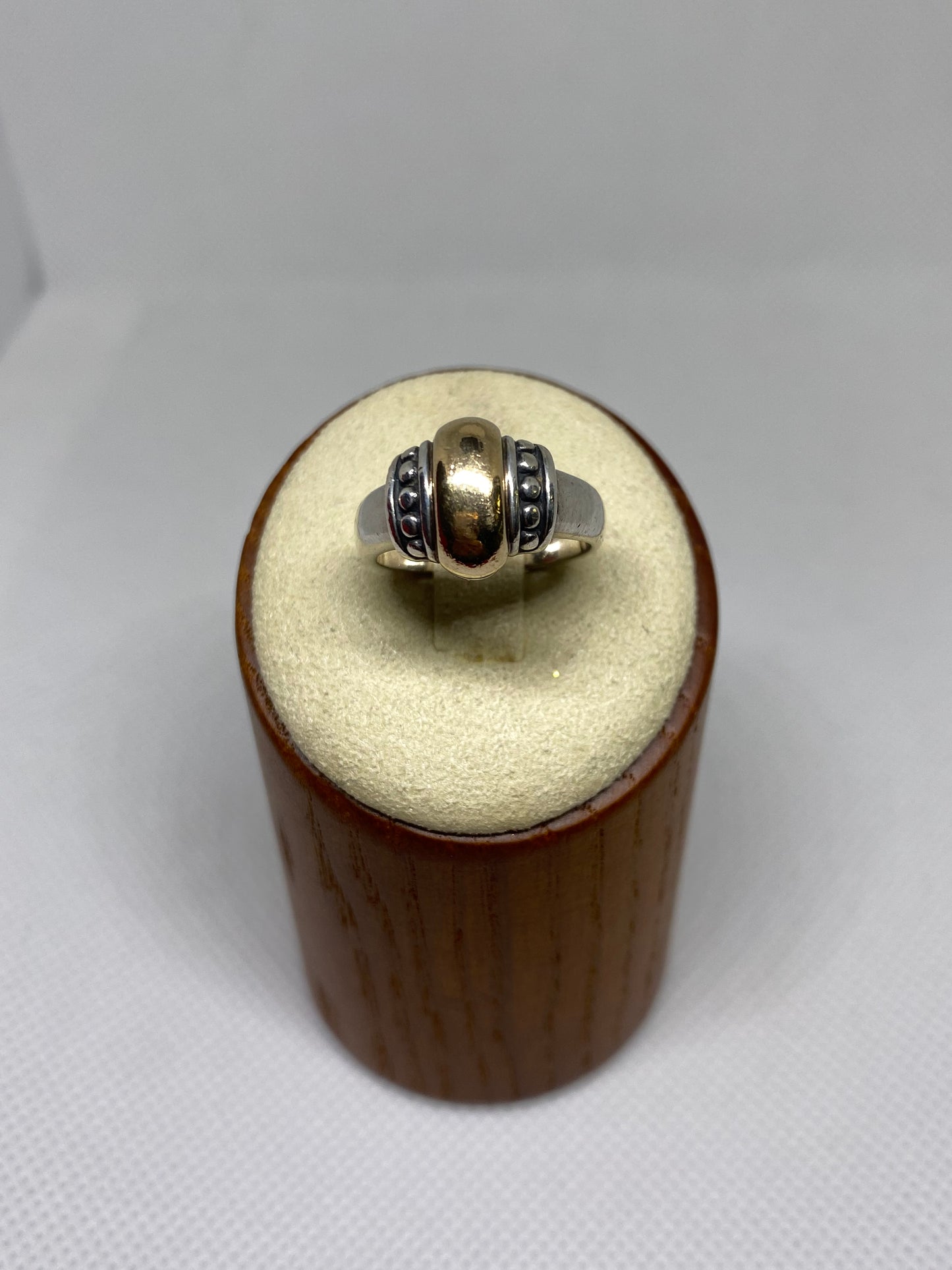 James Avery Retired Silver beaded and Gold Oval Dome Ring Size 6.5