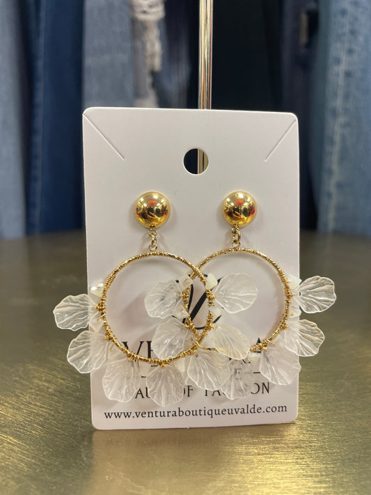 Gold Stud Drop Petal Earrings