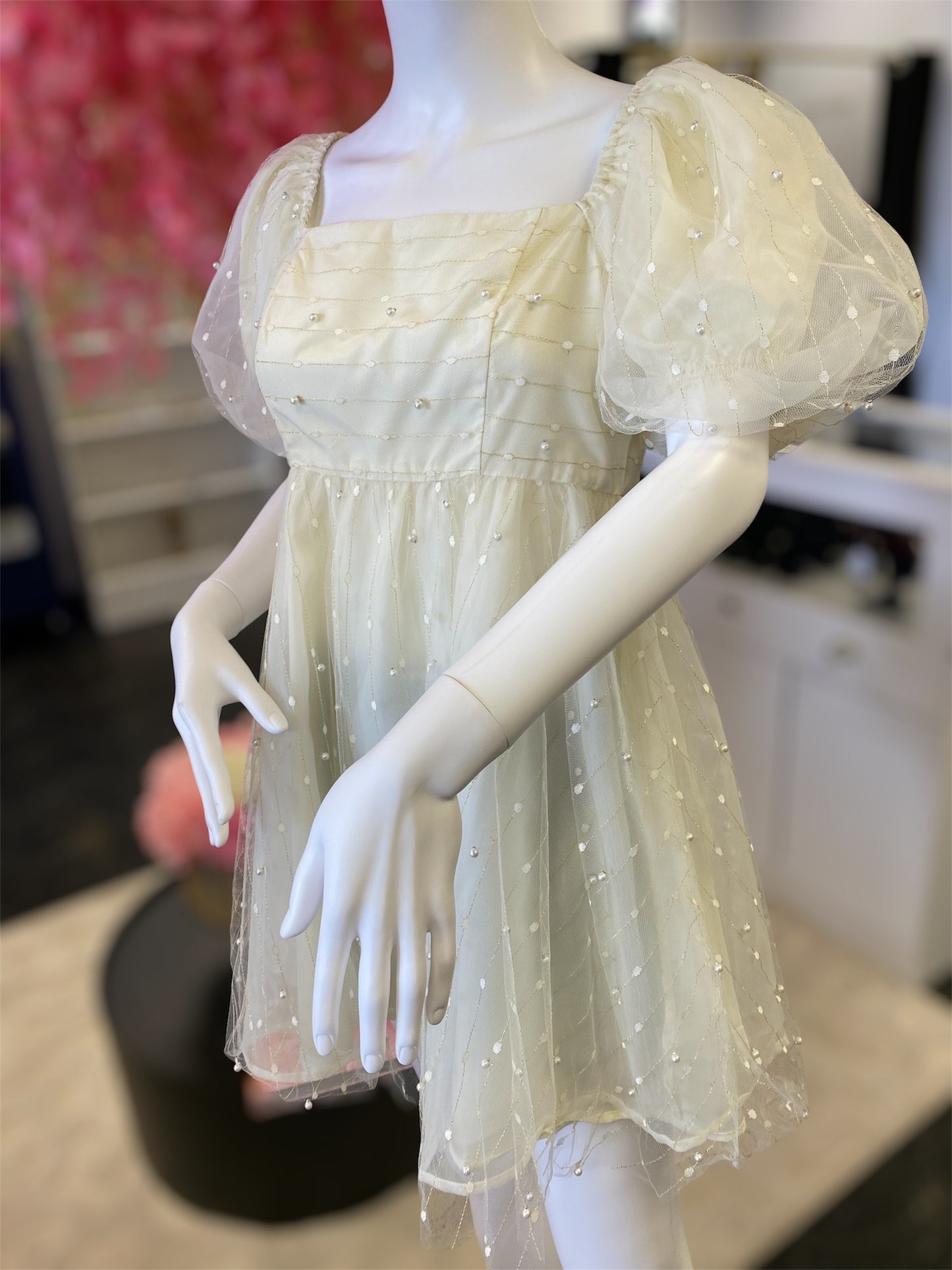 Pearl Mesh Babydoll Dress