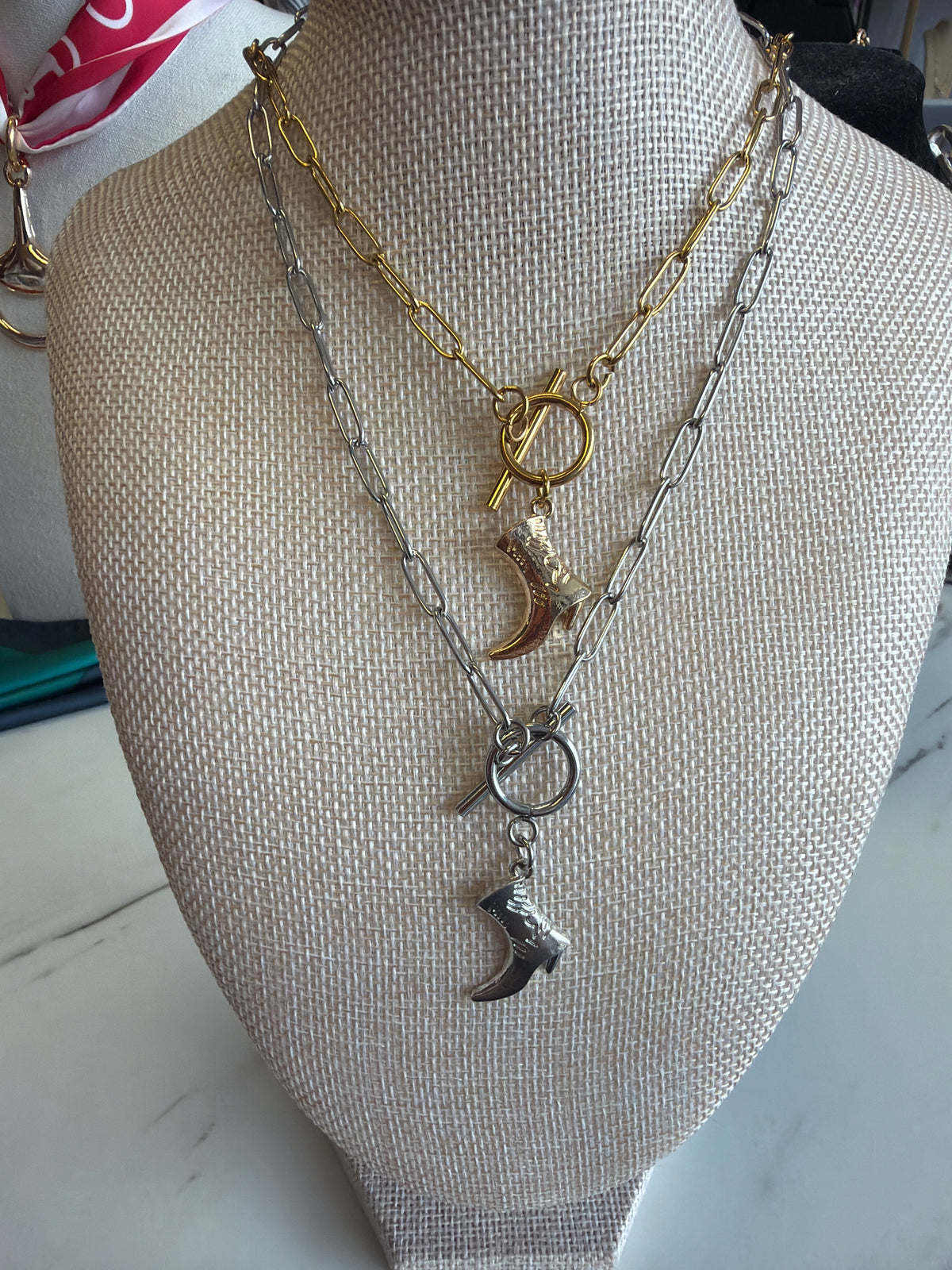 Fashion Boot Toggle Necklace