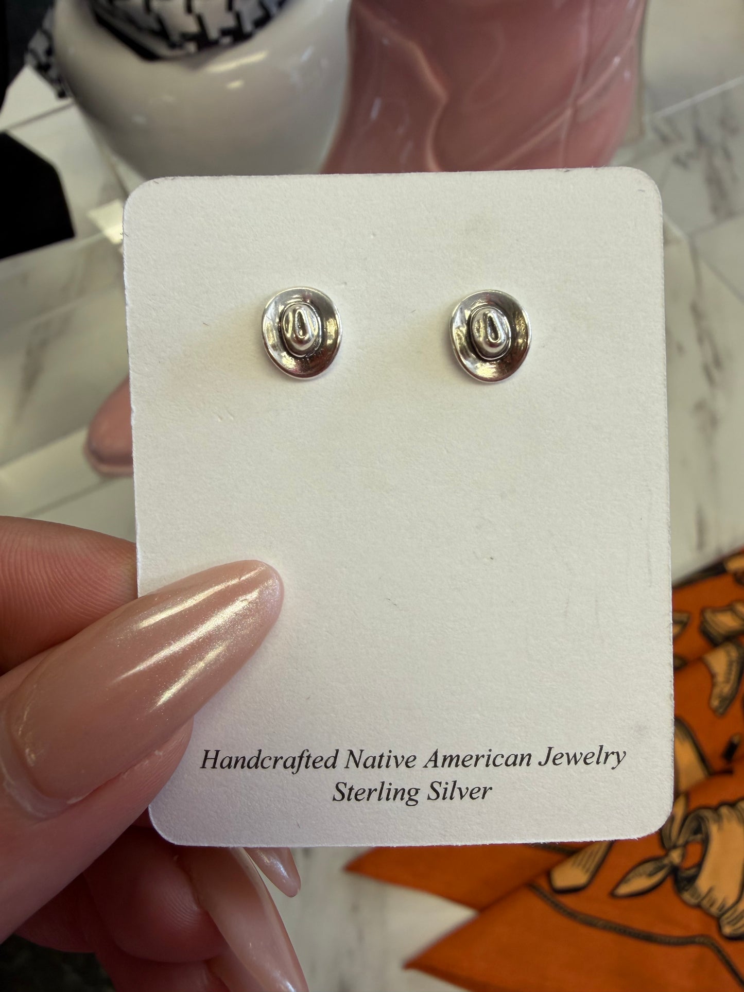 Sterling Silver Mini Cowboy Hat Earrings