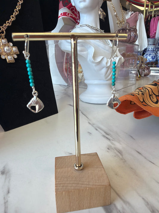 Sterling Silver Beaded Horse Earrings