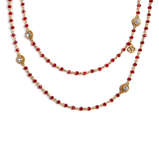 Wrap - 4mm Rondelle Beads - Siam - Gold