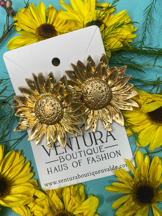 Gold Sunflower Earring