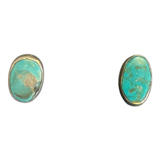 green Arizona Mohave Turquoise Sterling Silver Stud Earrings