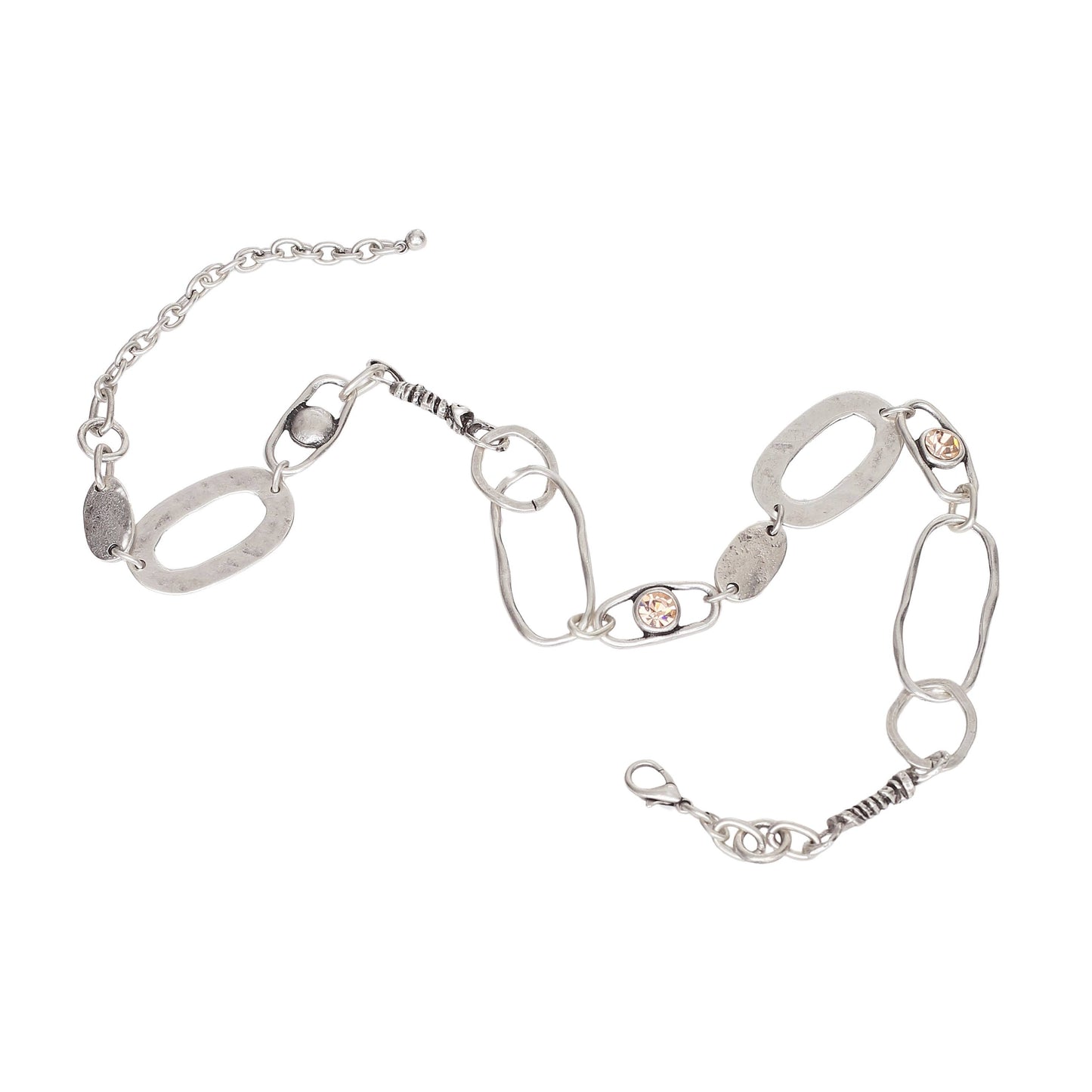 Handmade Crystal Pewter Necklace - 3986