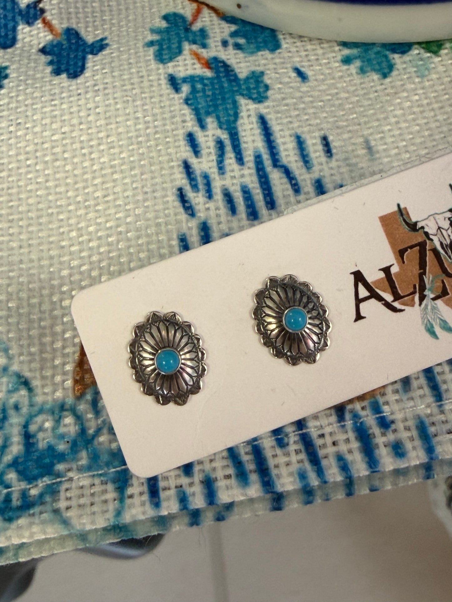 Sterling Silver Choncho & Turquoise Earrings
