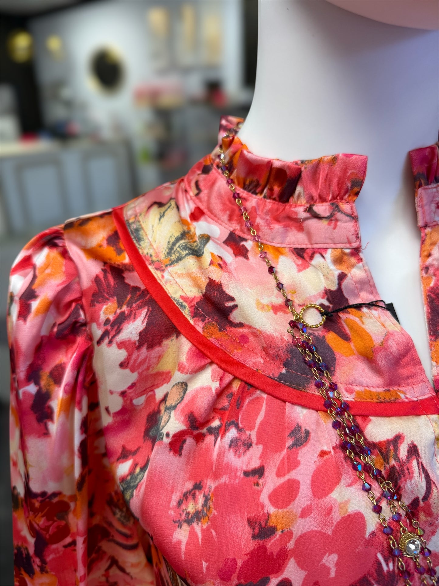 Fall Fields Satin Floral Top