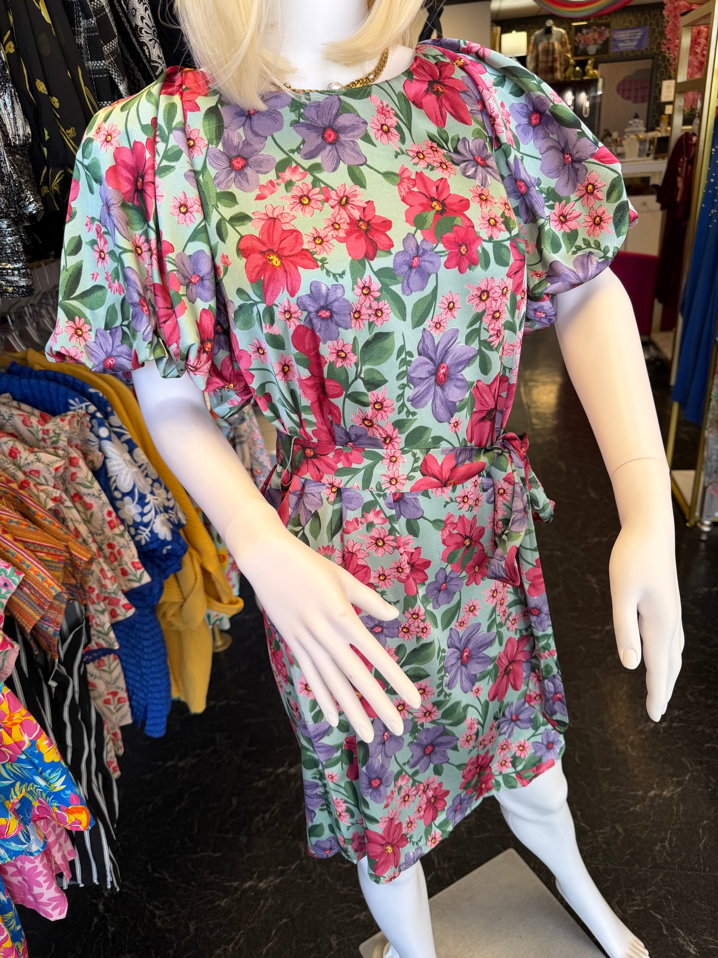 Pastel Floral Tie Dress