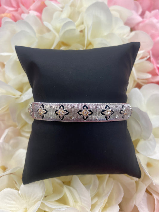 Silver Tone Bangle Gold Tone With Stones