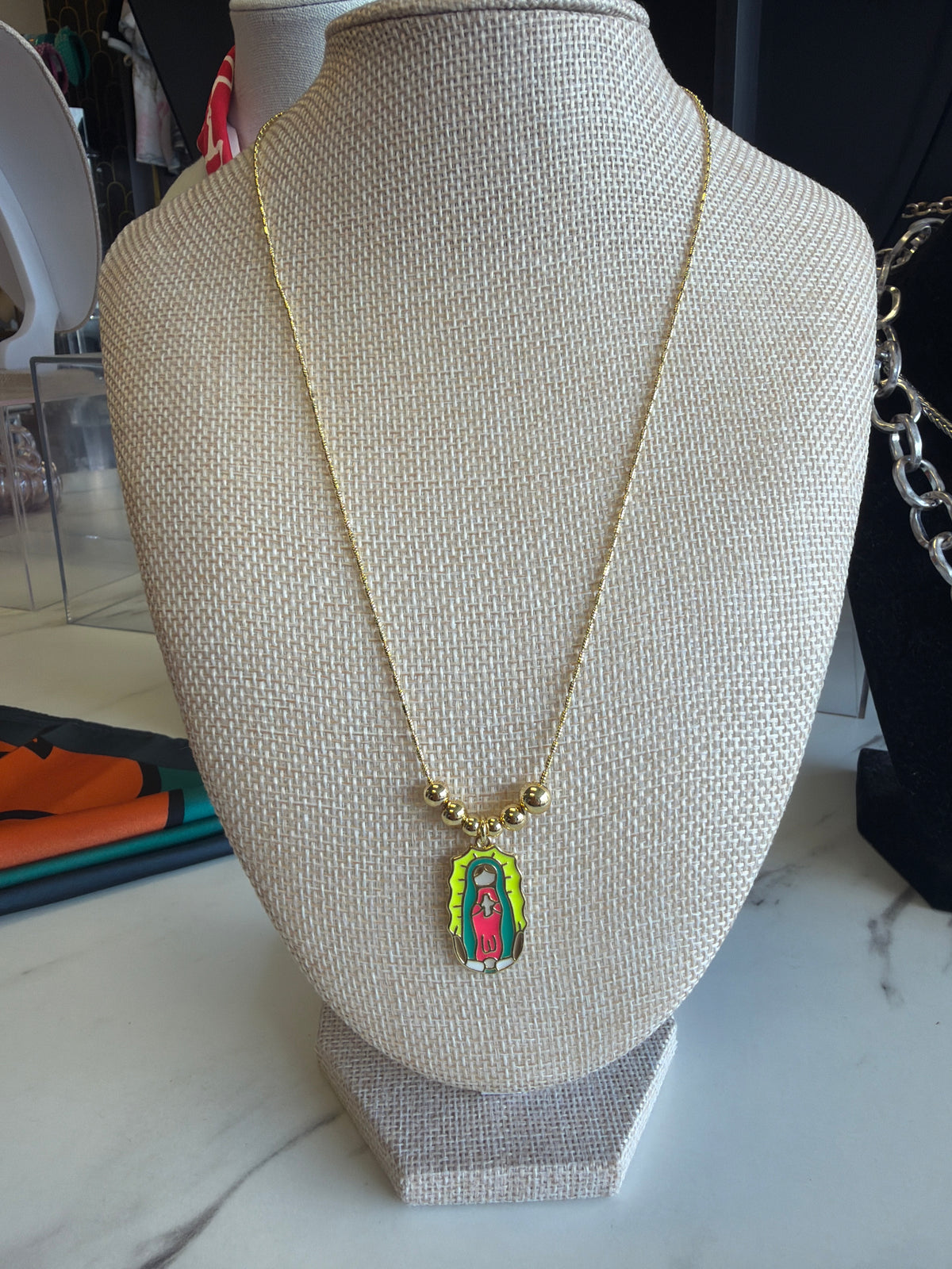 Colorful Virgin Mary Adjustable Necklace
