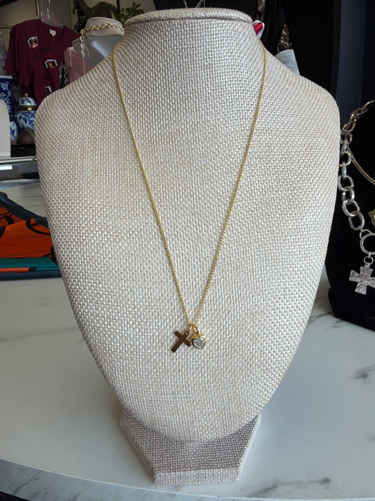 Dainty Cross & Heart Necklace