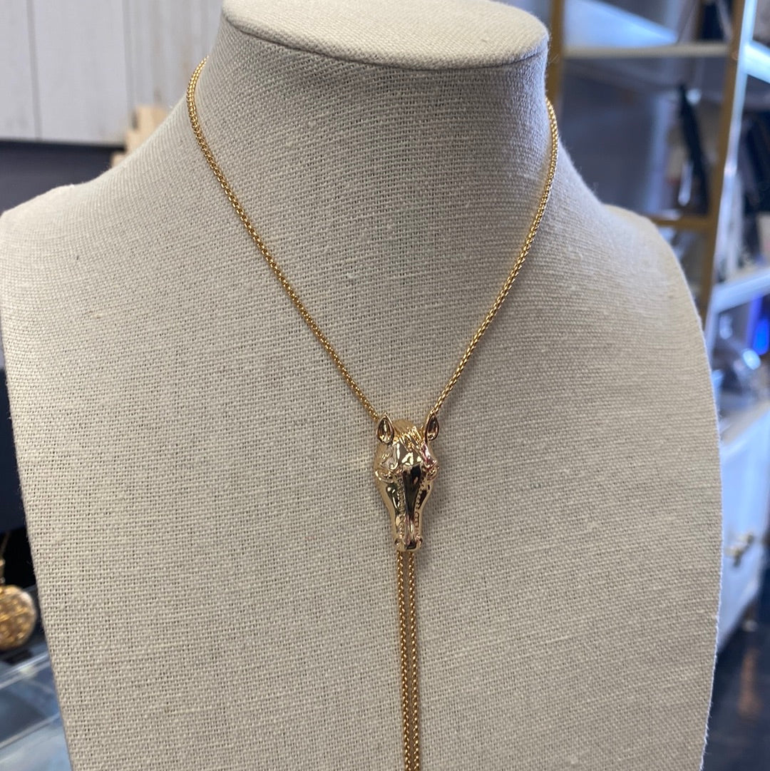 Gold Horse Bolo Necklace