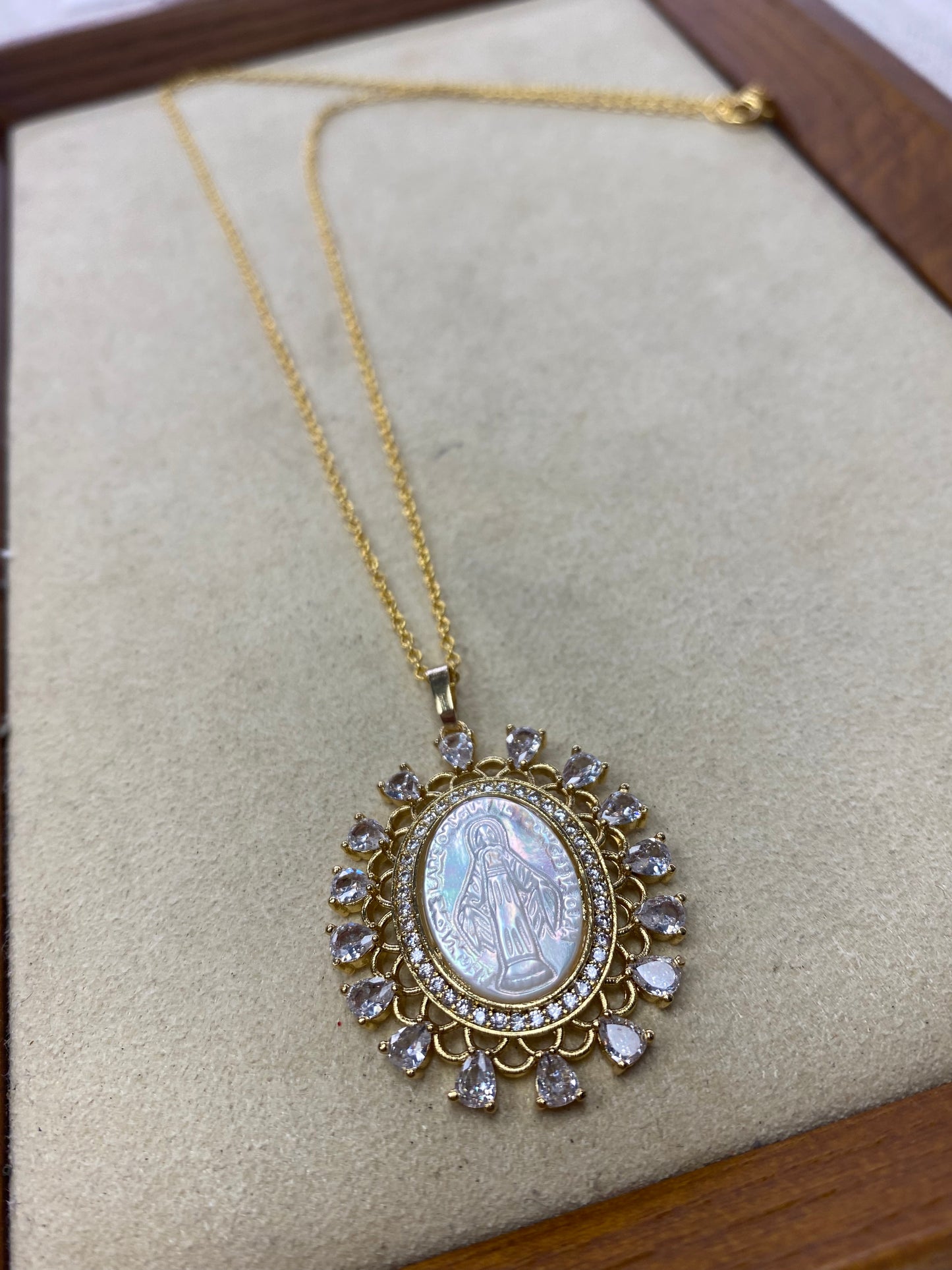 Mother Mary Oval Necklace