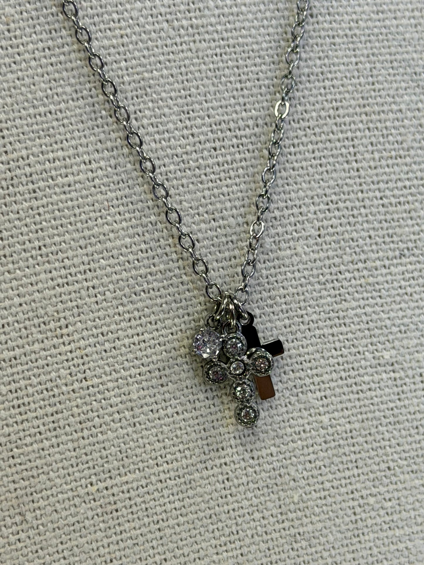 Dainty Silver Stainless Multi Charm Necklace