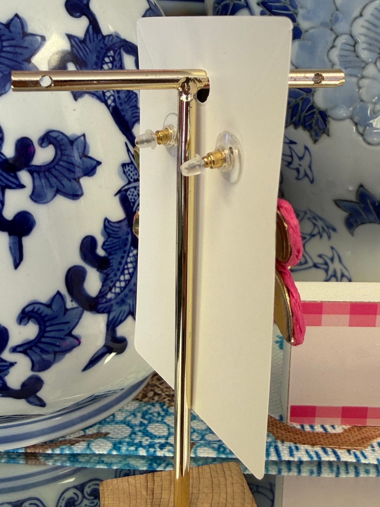 Pink Flower Stud Earrings