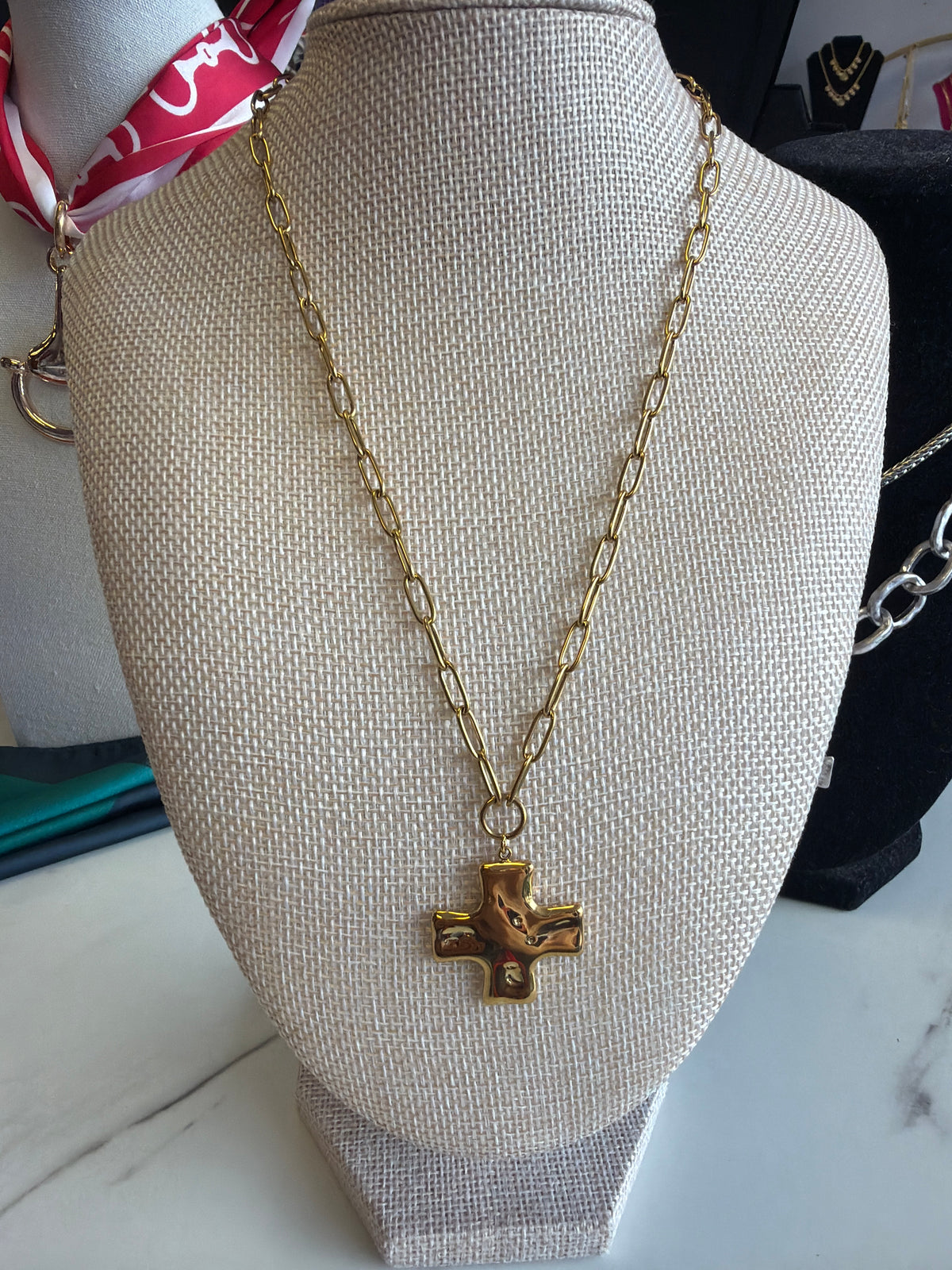 Stainless Steel Gold Plated Cross Necklace