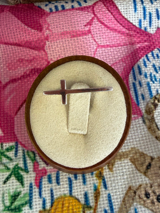 Thin Sterling Silver Cross Ring Different Style Size 7