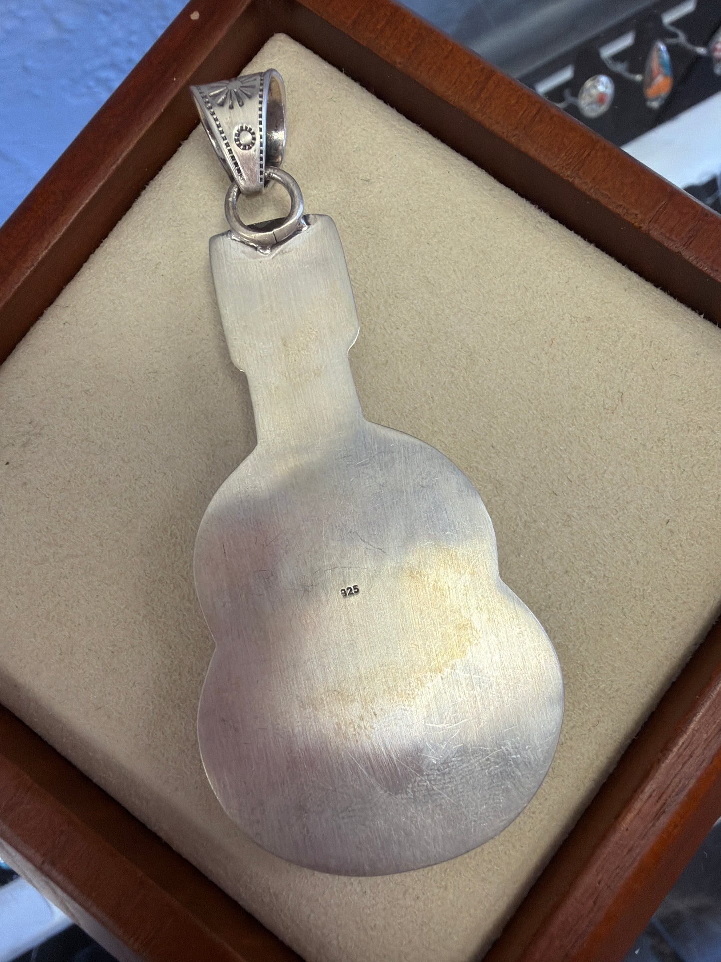 Turquoise Sterling Silver Guitar Pendant