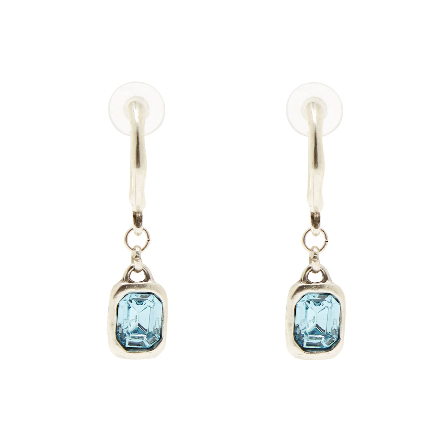 Handmade Blue Crystal Pewter Earrings - 1959