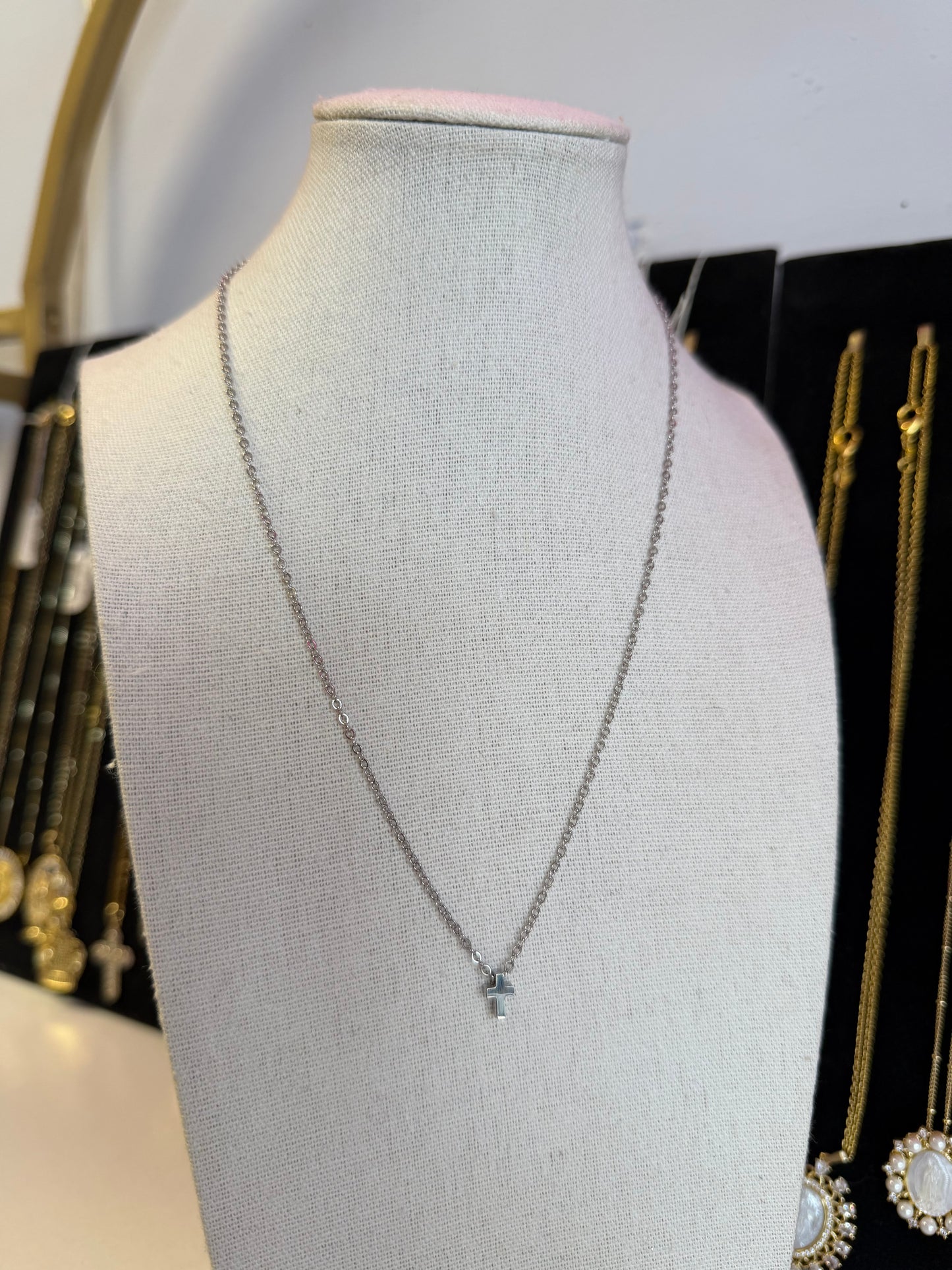 Stainless Mini Cross Dainty Necklace