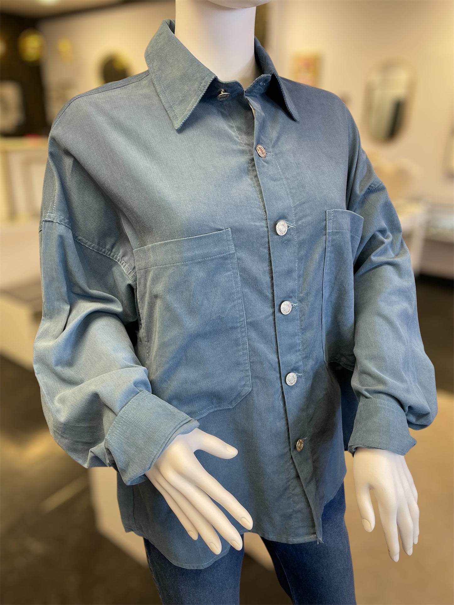 Blue Corduroy Button Up