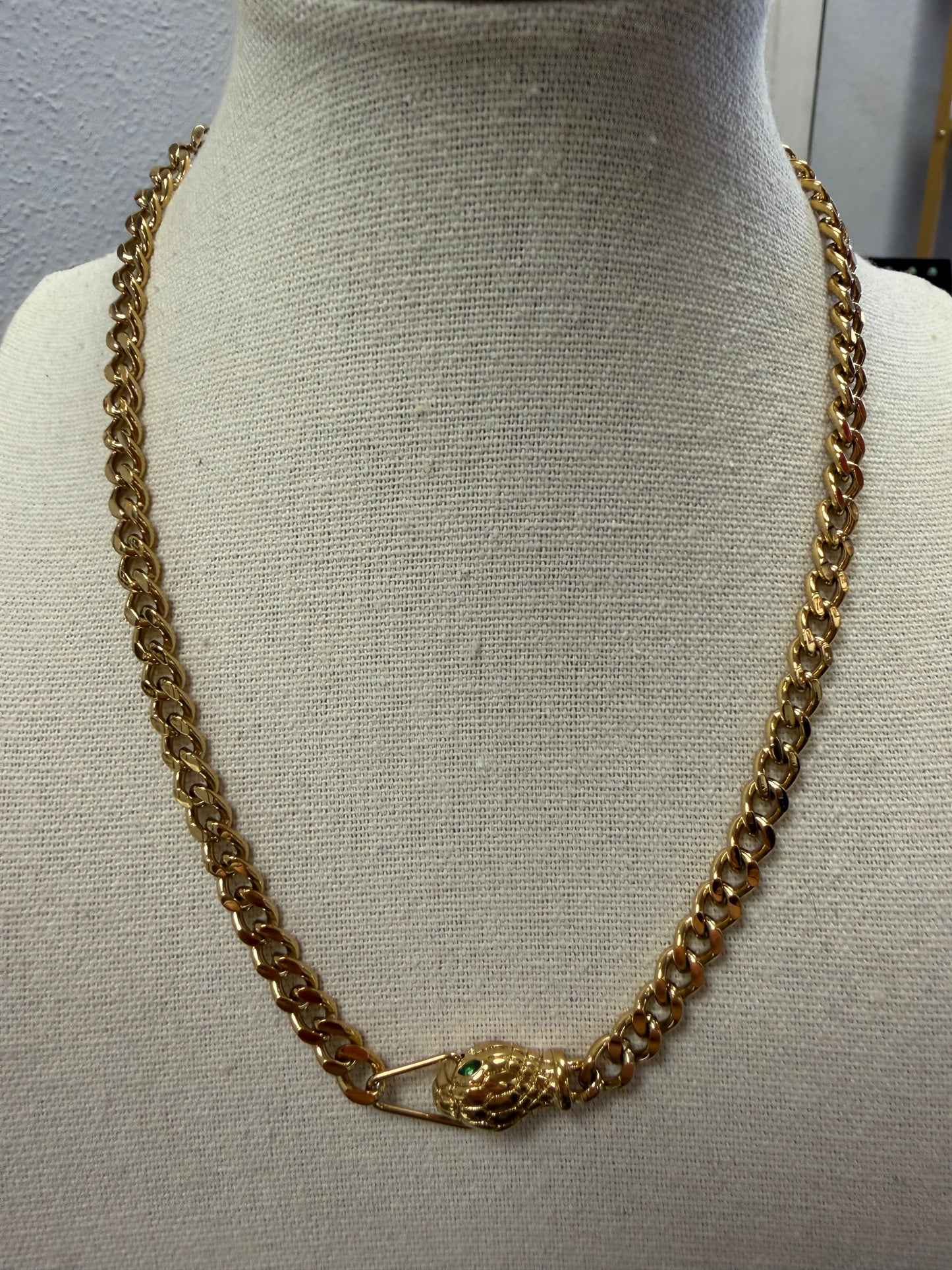 Stainless Gold Plated Snake Link Necklace