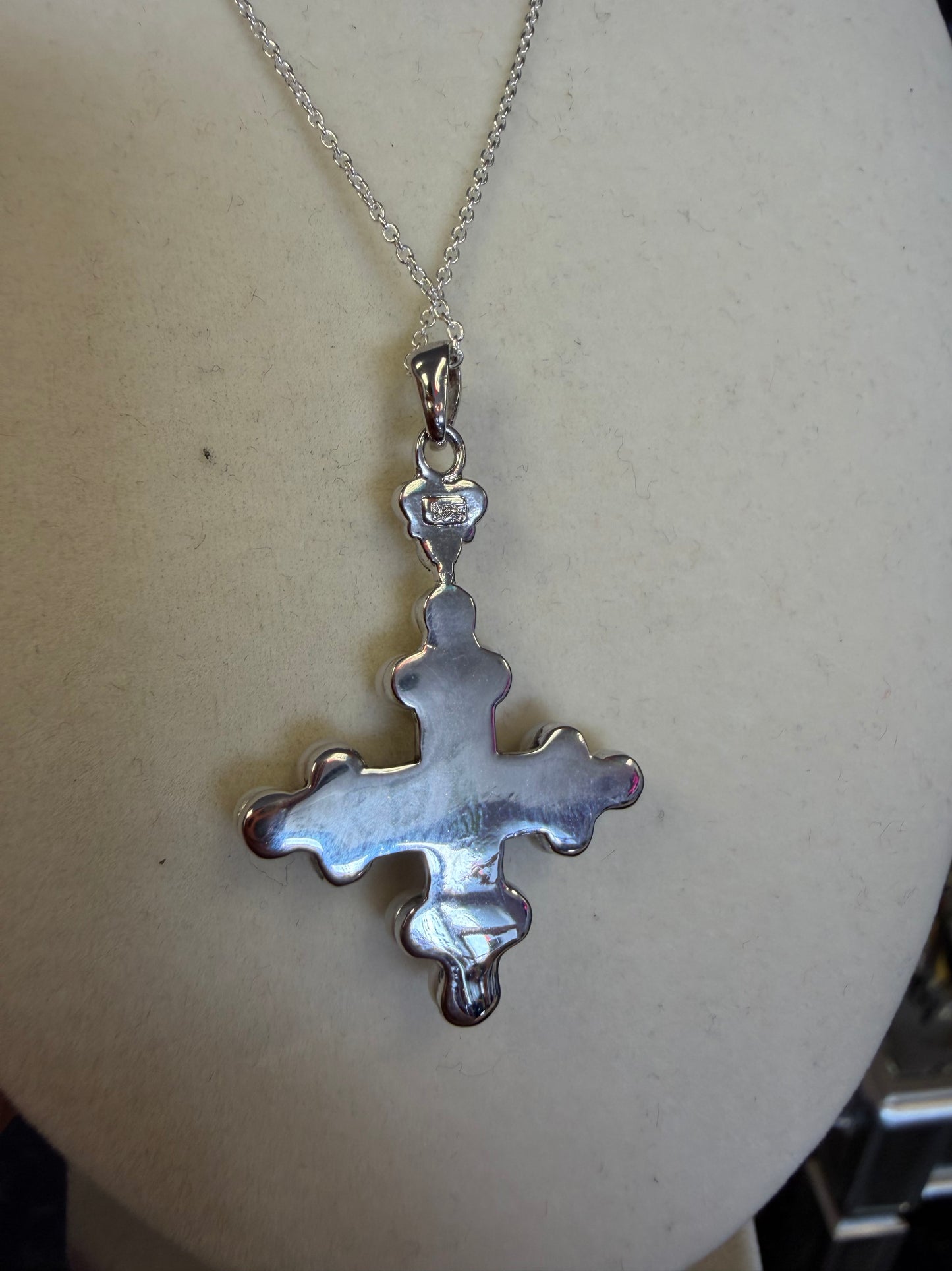 Sterling Silver Cross & Pearl Pendant