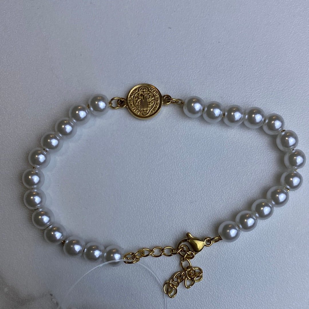 Saint Benedict Pearl Bracelet