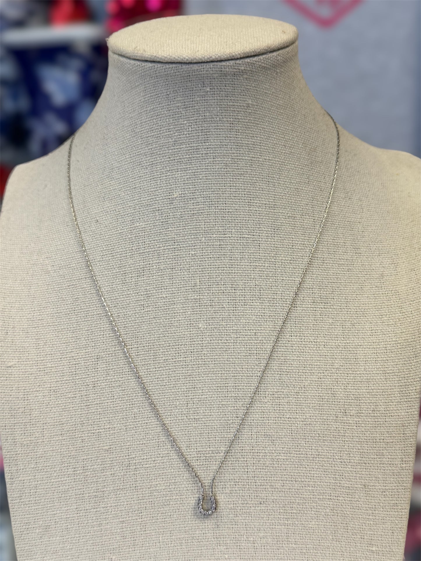 Dainty Silver Stainless Crystal Horse Shoe Necklace