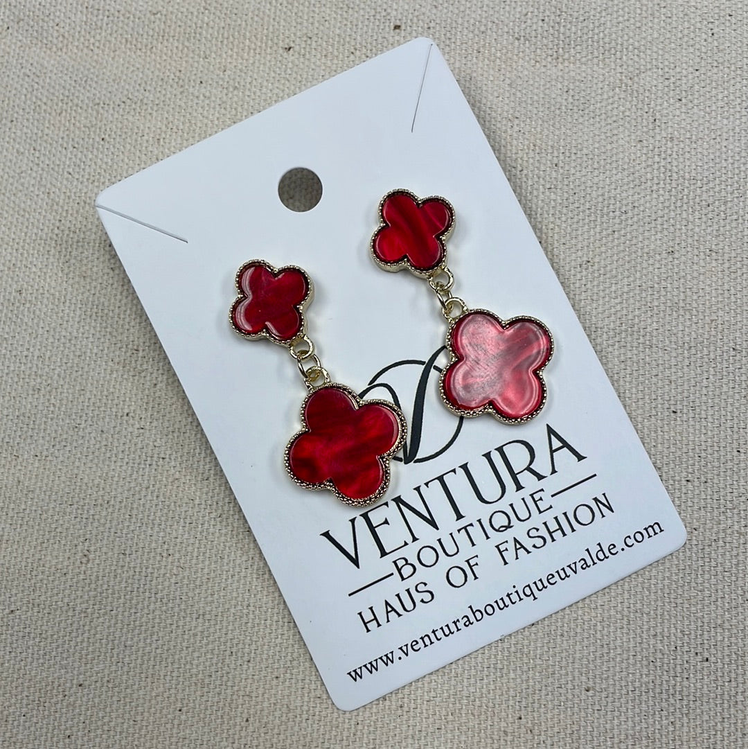 Double Clover Drop Earrings