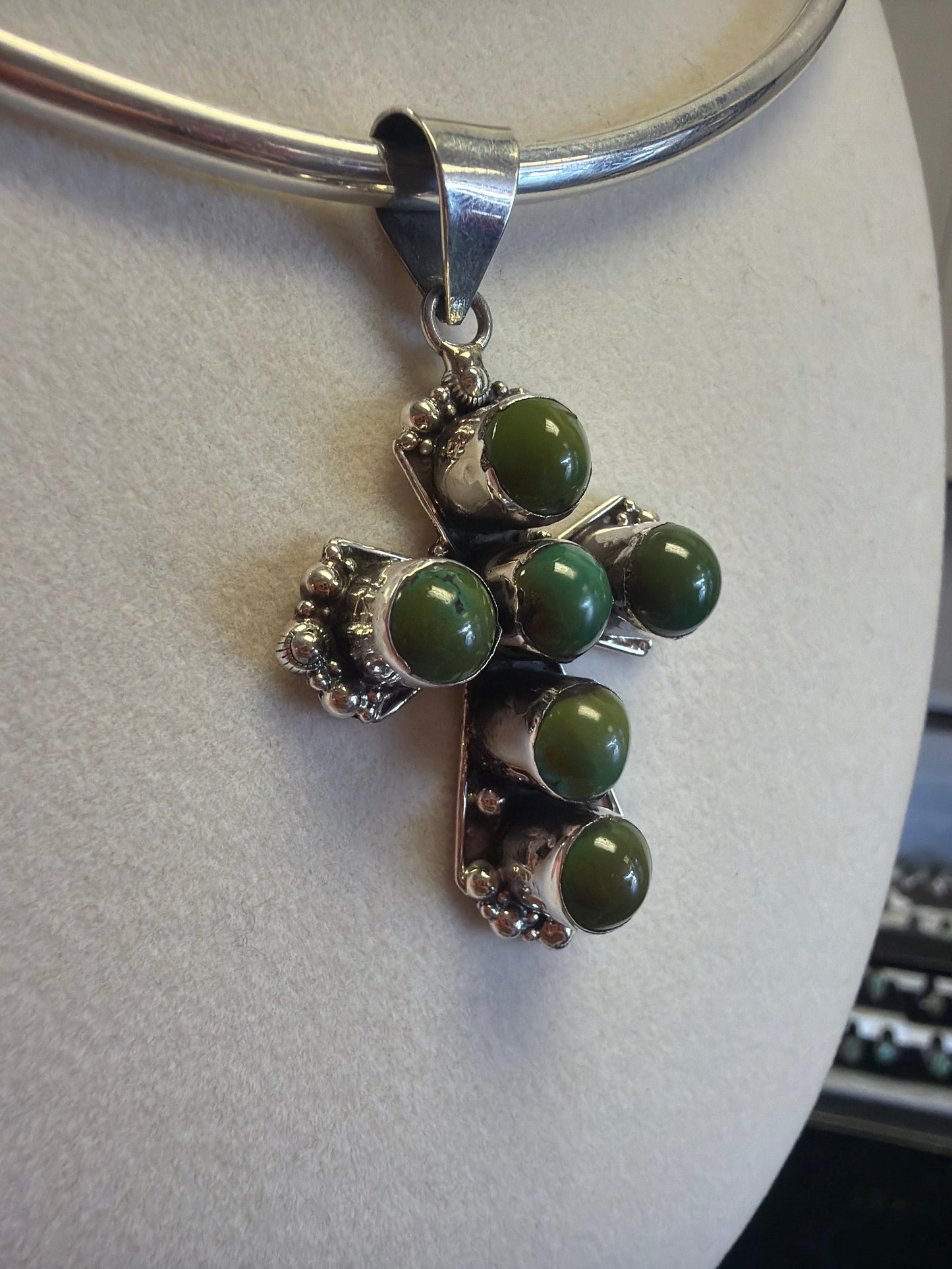Sterling Silver Turquoise Cross Pendant