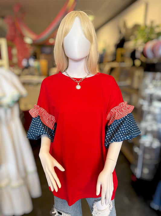 America Red, White, & Blue Top