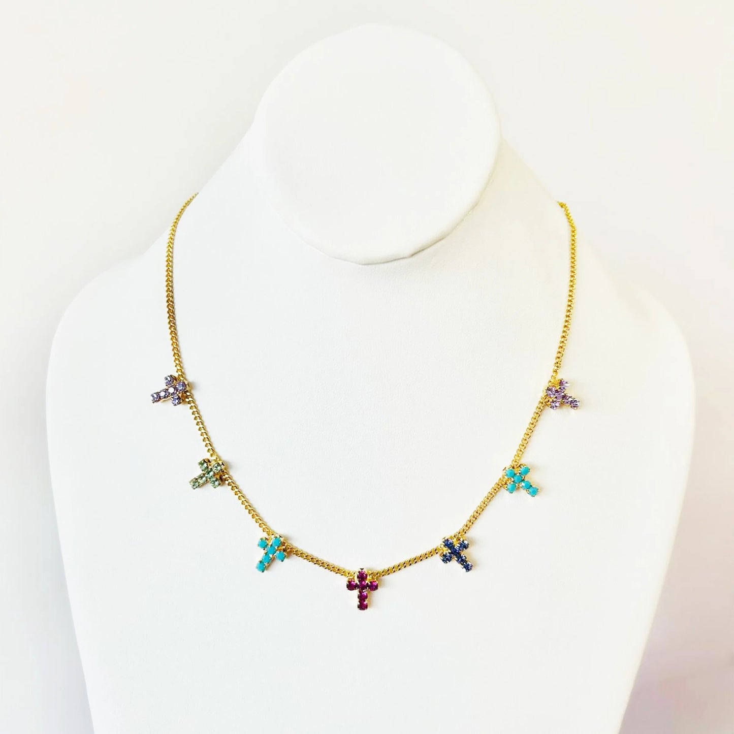 Tova Multi Cross Necklace | Midnight Watermelon