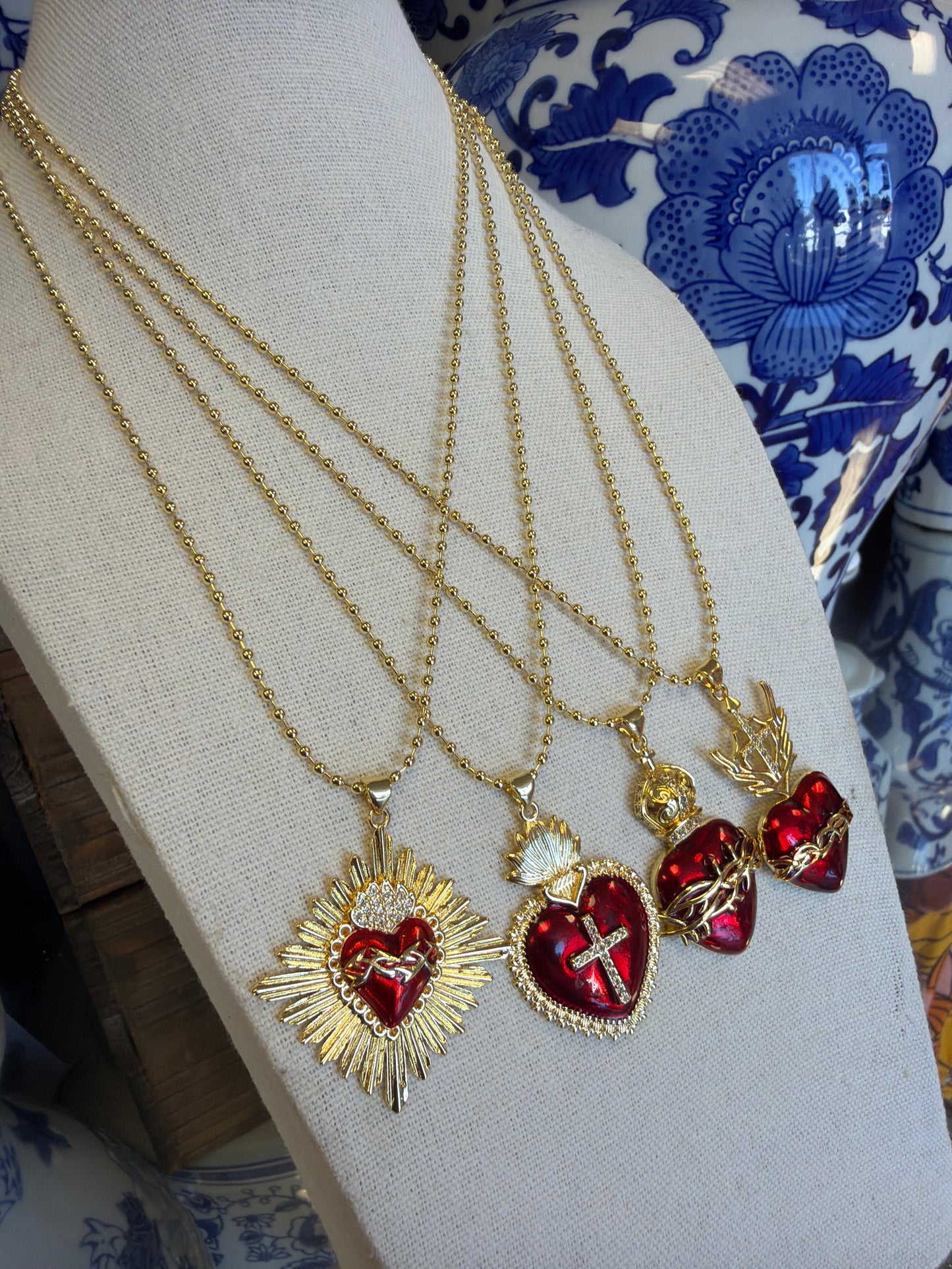 Sacred Heart Ball Chain Necklaces