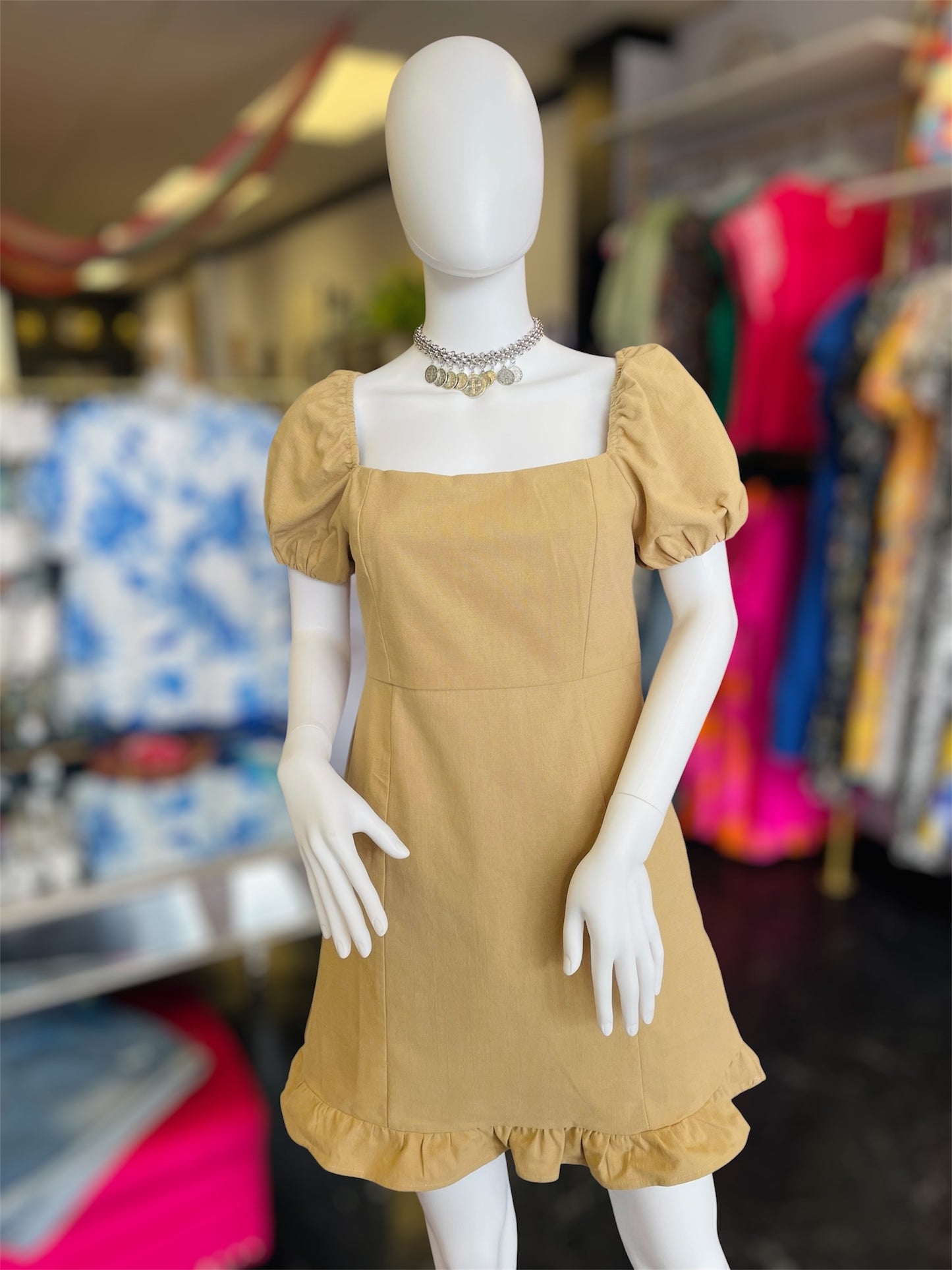 Mocha Puff Sleeve Dress