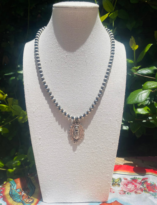 Sterling Pearls Our Lady 18" Inch Necklace