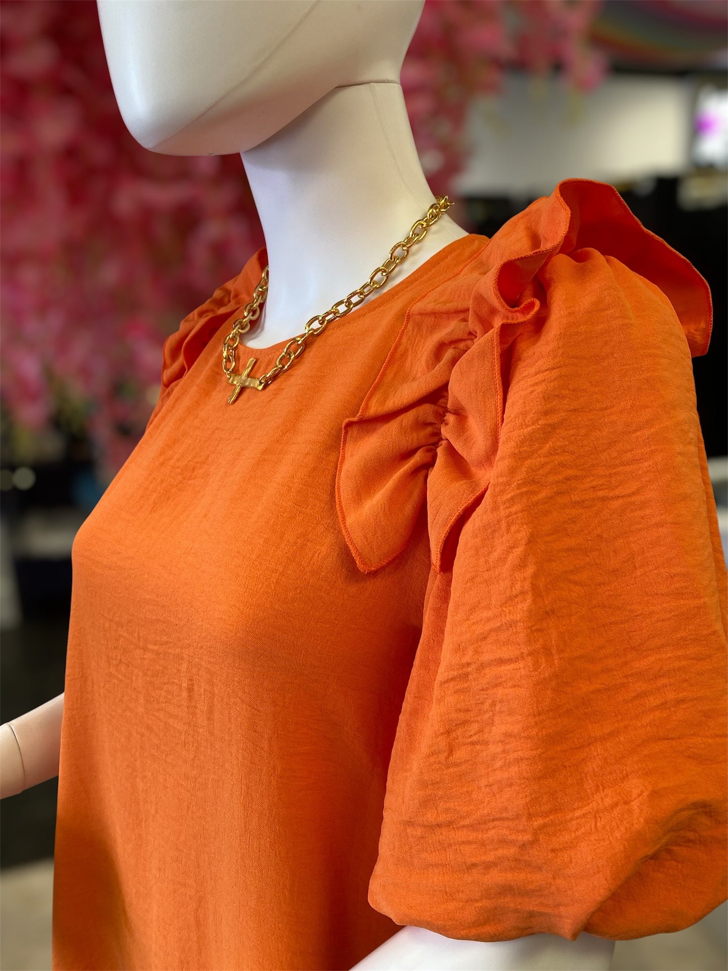 Orange Ruffle Detail Dress