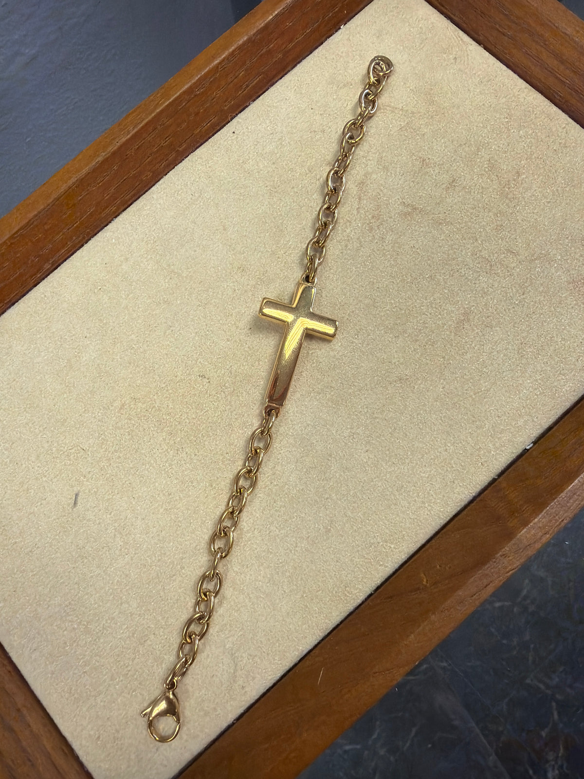 Stainless Steel Curved Cross Bracelet