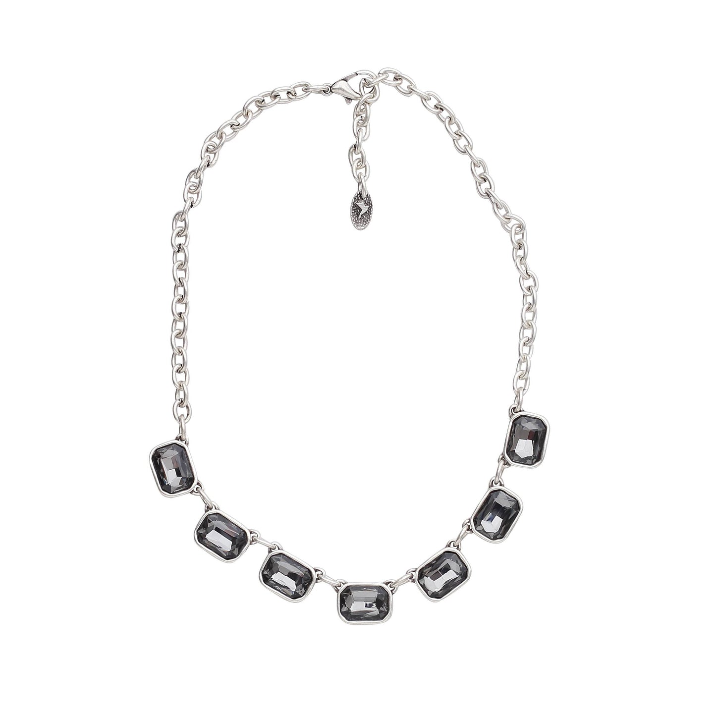 Handmade Smoky Crystal Pewter Necklace - 3948