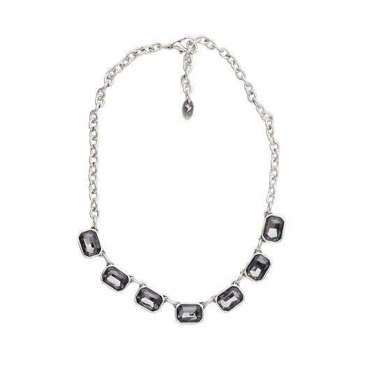 Handmade Smoky Crystal Pewter Necklace - 3948